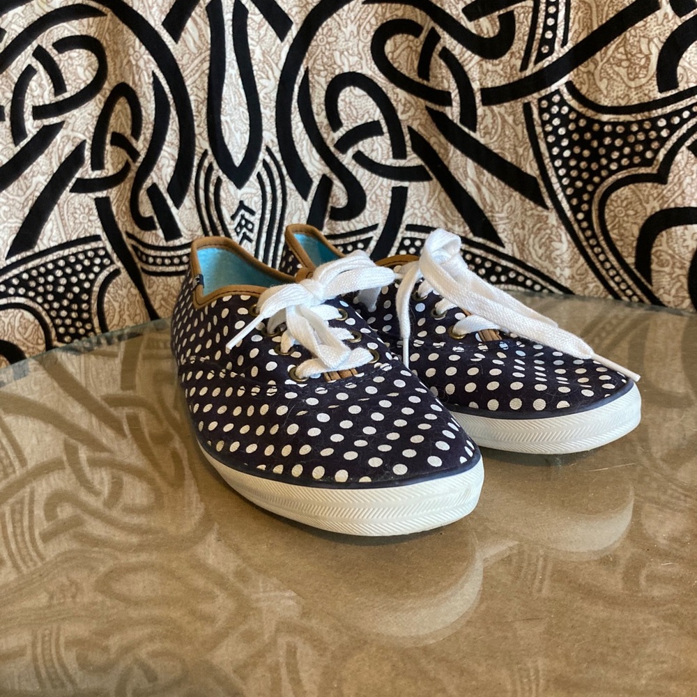 Navy Polka Dotted Keds